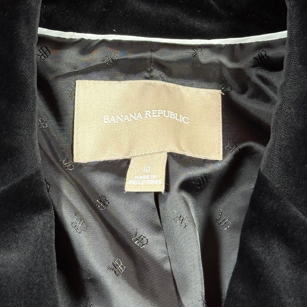 Banana Republic Black Velvet Puff Shoulder Tailored Blazer Jacket Size 10 - Picture 4 of 11